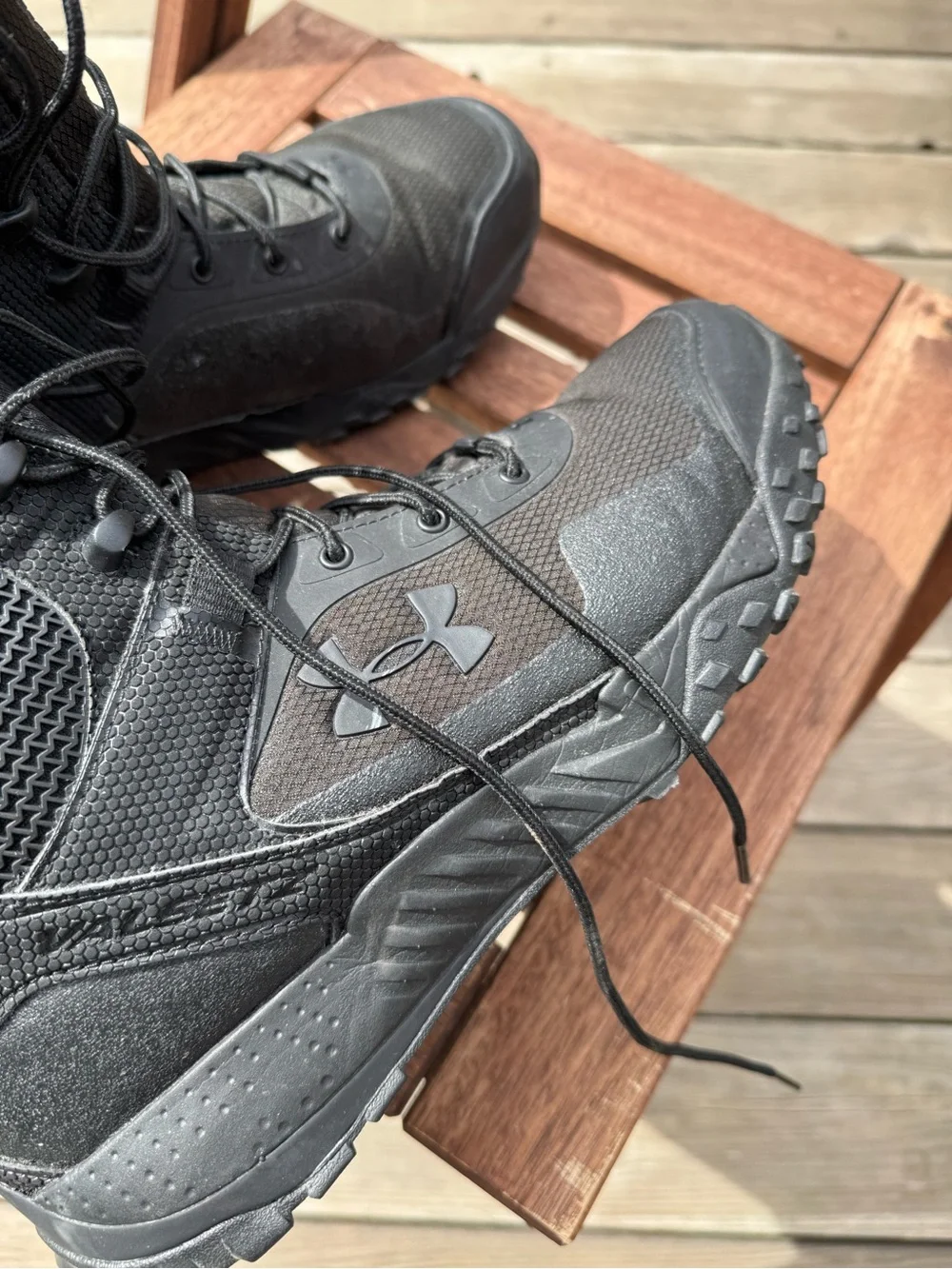Under Armour Tactical Boots Men’s 9.5 Black Side Zip Duty Hiking Combat - Picture 5 of 7